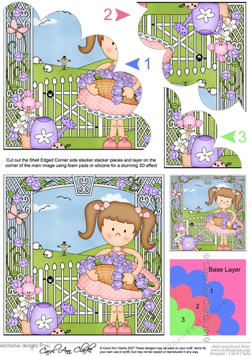 Girlz Liz has a basket of Flowers Shell Edged Corner side stacker