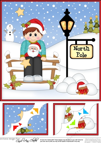 8 x 8 Christmas at the North Pole Little Christmas Jumper Boy Scalloped Corner Topper