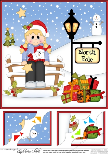 8 x 8 Christmas at the North Pole Little Christmas Jumper Girl Scalloped Corner Topper