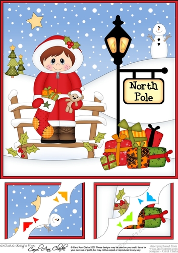 8 x 8 Christmas at the North Pole Little Christmas Eskimo Scalloped Corner Topper
