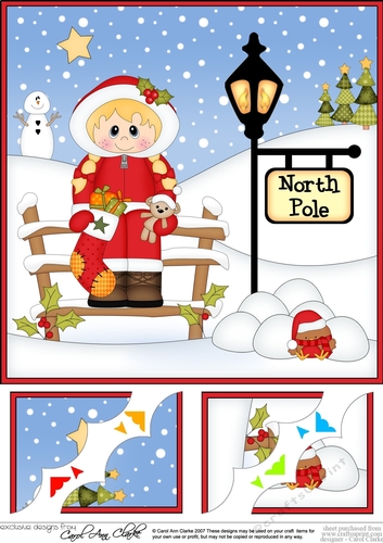 8 x 8 Christmas at the North Pole Little Christmas Eskimo Scalloped Corner Topper
