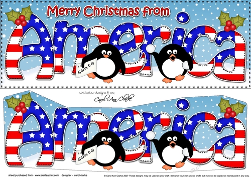 Large DL Merry Christmas from AMERICA 3D decoupage 