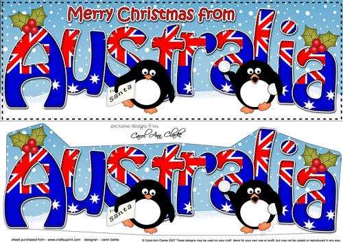 Large DL Merry Christmas from AUSTRALIA 3D decoupage 