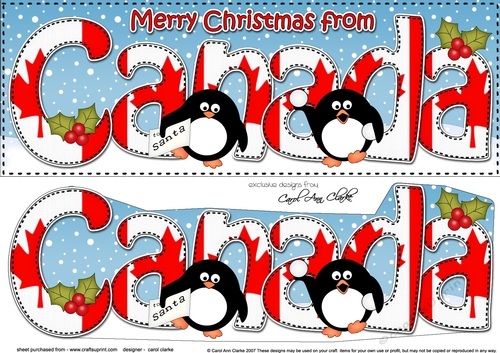 Large DL Merry Christmas from CANADA 3D decoupage 