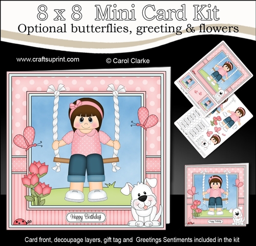 8 x 8 Cute Little Teen is Swinging High Mini Kit with 3d Decoupage