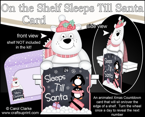 On the Shelf Sleeps Till Santa Card Kit - Christmas Polar Bear