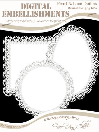 Pretty Pearl and Lace Doilies Digital Embellishments