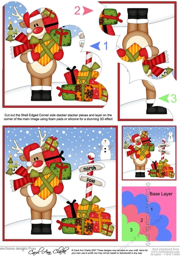Christmas Rudolph has lots of presents Shell Edged Stacker