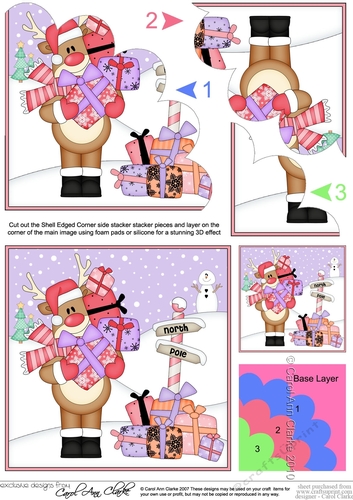 Christmas Rudolph has lots of presents Shell Edged Stacker