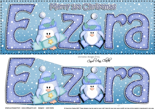 Large DL 1st Christmas EZRA 3D decoupage 