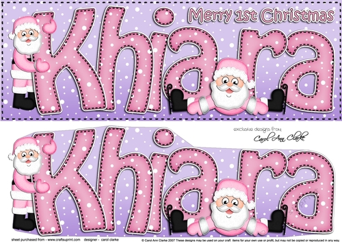 Large DL 1st Christmas KHIARA 3D decoupage 