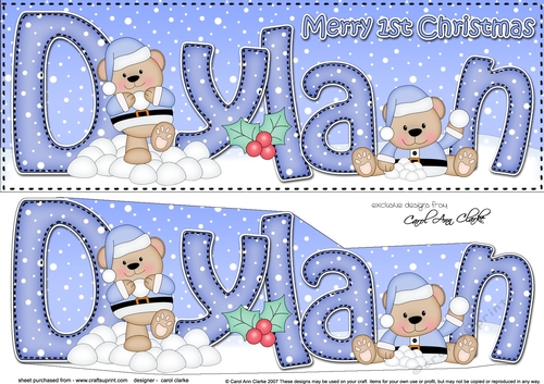 Large DL 1st Christmas DYLAN 3D decoupage 