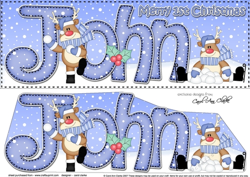 Large DL 1st Christmas JOHN 3D decoupage 