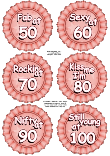 3D Fun Age Sayings Rosette Decoupage Sheet