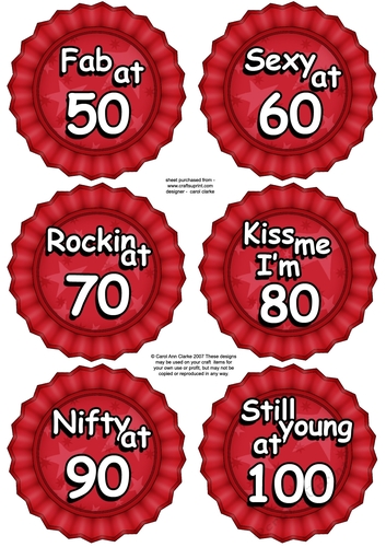 3D Fun Age Sayings Rosette Decoupage Sheet