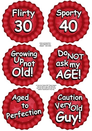 3D Fun Age Sayings Rosette Decoupage Sheet