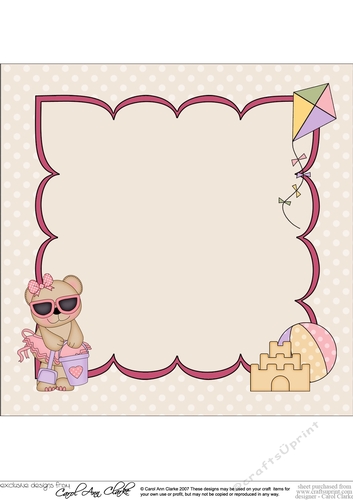 8 x 8 Livvy Bear is off to the Seaside insert panel