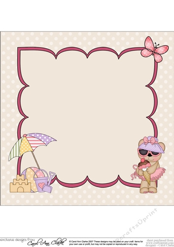 8 x 8 Livvy Bear has an Ice Cream at the Seaside insert panel