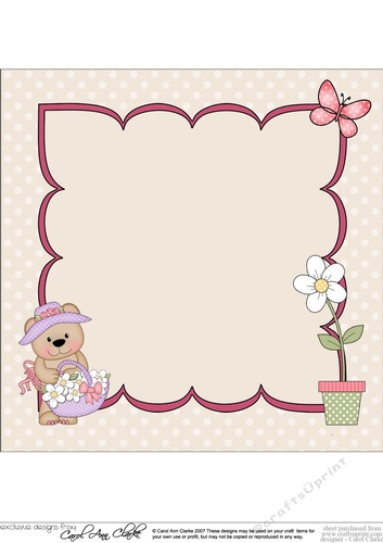 8 x 8 Livvy Bear gathers Flowers in her Basket panel