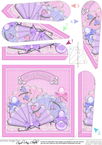 Perfume, Fans and Dragonflies Birthday Fan Pyramage Topper