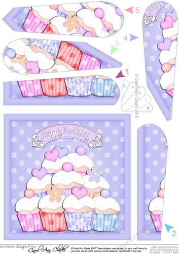 Cupcakes Birthday Fan Pyramage Topper
