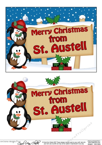 5x7 Merry Christmas from ST AUSTELL Signpost Easicut decoupage