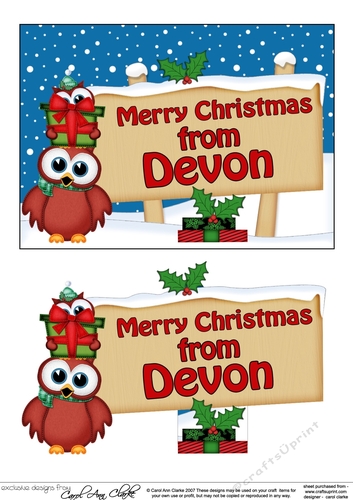 5x7 Merry Christmas from DEVON Signpost Easicut decoupage