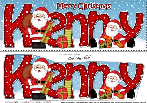 Large DL Merry Christmas KENNY 3D decoupage 