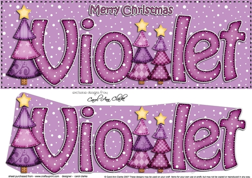 Large DL Merry Christmas VIOLET 3D decoupage 