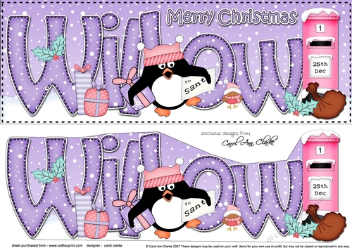 Large DL Merry Christmas WILLOW 3D decoupage 