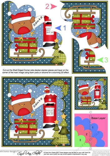 Christmas Bobbin Robin Posts a Letter to Santa Shell Edged Corner Stacker