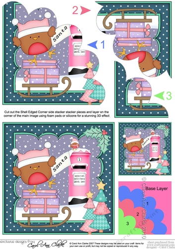 Christmas Bobbin Robin Posts a Letter to Santa Shell Edged Corner Stacker