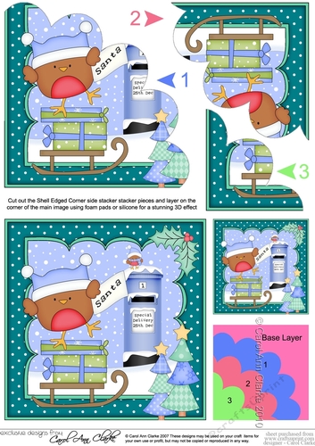 Christmas Bobbin Robin Posts a Letter to Santa Shell Edged Corner Stacker