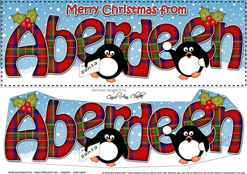 Large DL Merry Christmas from ABERDEEN 3D decoupage 