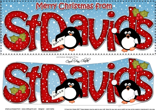 Large DL Merry Christmas from ST DAVIDS 3D decoupage 