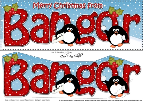 Large DL Merry Christmas from BANGOR 3D decoupage 