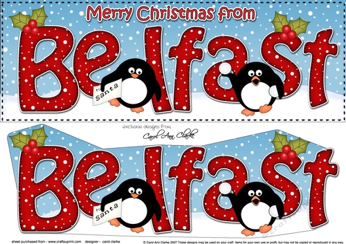 Large DL Merry Christmas from BELFAST 3D decoupage 