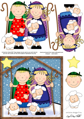 The Christmas Story As Shepherds Watched Their Flocks quick card and 3D decoupage