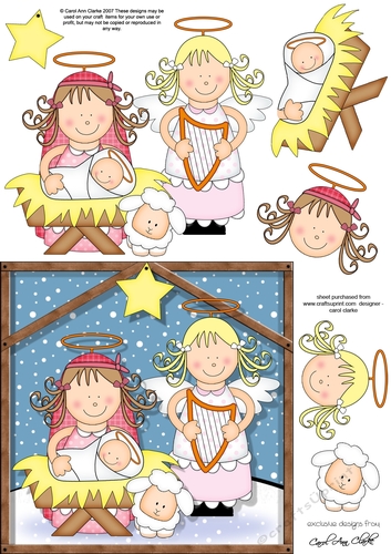 The Christmas Story Angel Vists the Christ Child quick card and 3D decoupage