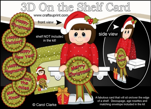 3D On the Shelf Card Kit - Christmas Jumper Lady goes Skating
