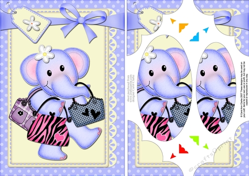 A5 Lola Elephant goes Shopping Scallop Corners and Pyramage