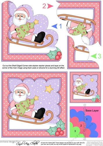 Christmas Santa collects the Christmas Tree on his Sledge Shell Edged Corner Side Stacker