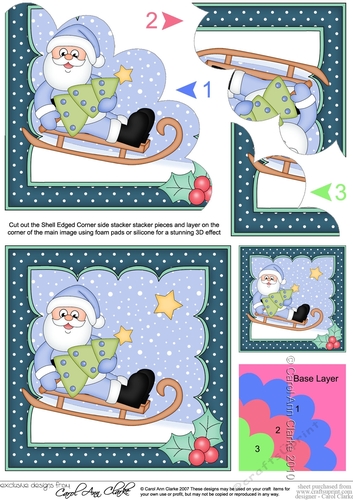 Christmas Santa collects the Christmas Tree on his Sledge Shell Edged Corner Side Stacker