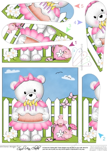 Teddy Tess has a Birthday Cake Fan Pyramage Topper
