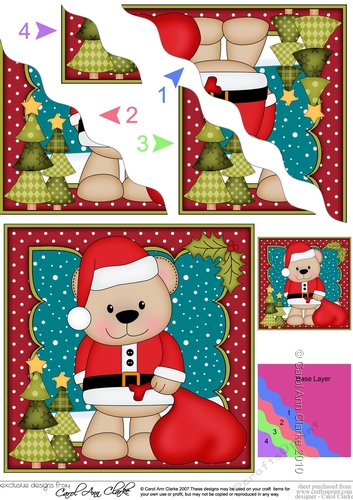 Christmas Livvy Bear has a Santa Sack Wavy Corner side stacker Topper