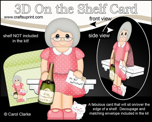 3D On the Shelf Card Kit - Josefine is Happily Retired