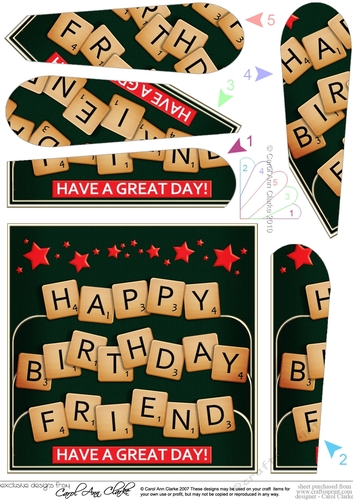 Happy Birthday Friend Scrabble Fan Pyramage Topper