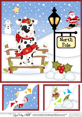 8 x 8 Christmas at the North Pole Little Christmas Spotty Dog Corner Topper 