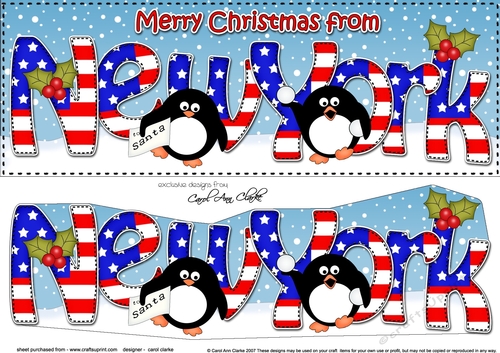 Large DL Merry Christmas from NEW YORK 3D decoupage 