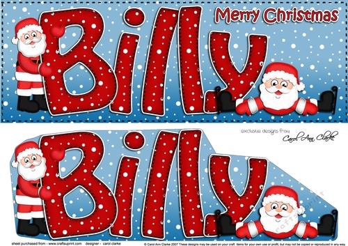 Large DL Merry Christmas BILLY 3D decoupage 